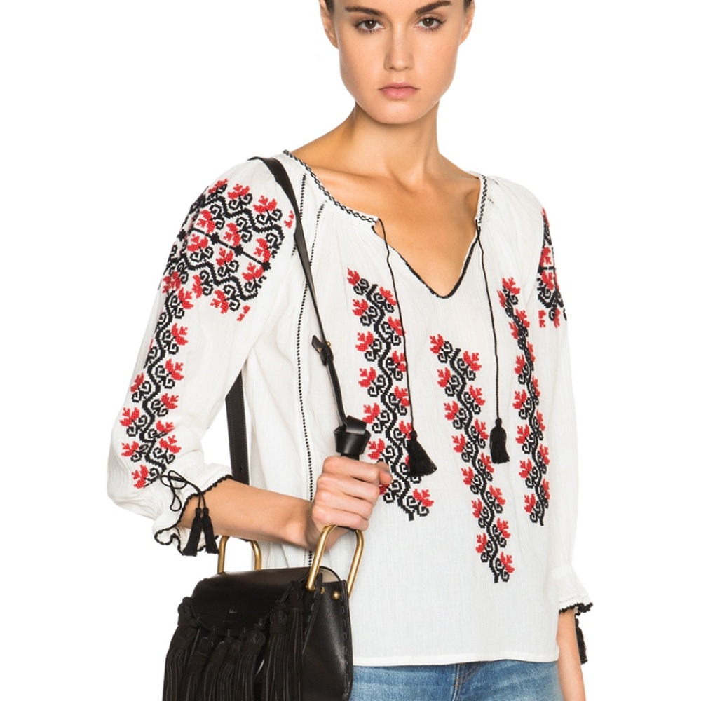 Ulla Johnson Pretty Embroidered Peasant Blouse size small